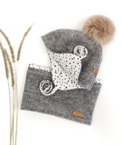 Wollwalkmütze bommel kinder wollmütze walkhaube mit schal