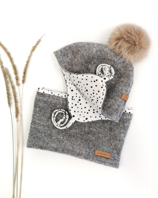 Wollwalkmütze bommel kinder wollmütze walkhaube mit schal