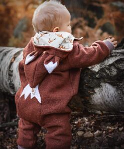 wollwalkoverall fuchs mit fuchsohren und fuchsschwanz für kinder und babys
