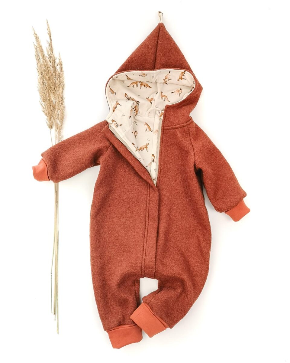 Fuchs & Kiwi Wollwalk Overall Baby - Natur Schurwolle Mit Jersey-Futter - Handmade In Berlin - Öko-Tex Zertifiziert