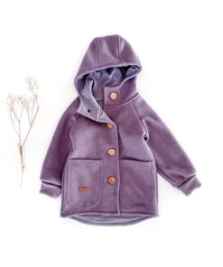 gefütterte Wollwalkjacke mit knöpfen für kinder und babys in rost