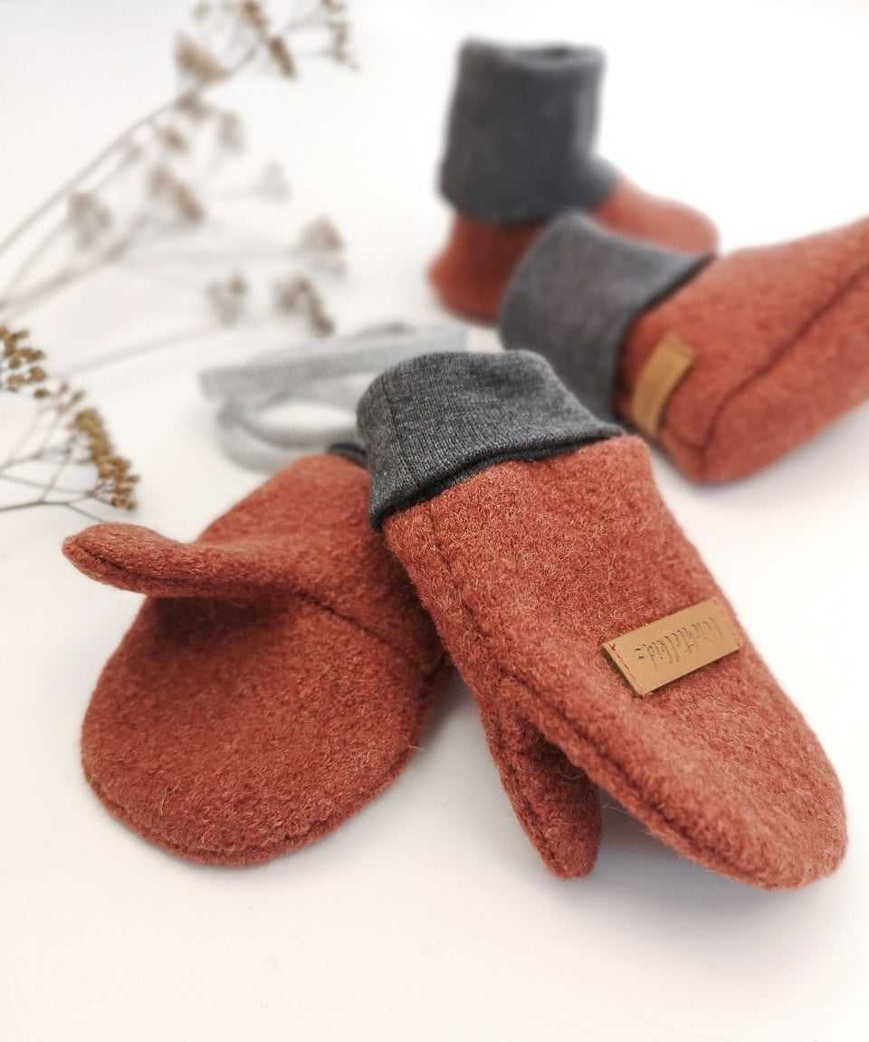 Babyhandschuhe mit Verbindungsband, Fäustlinge für Babys mit