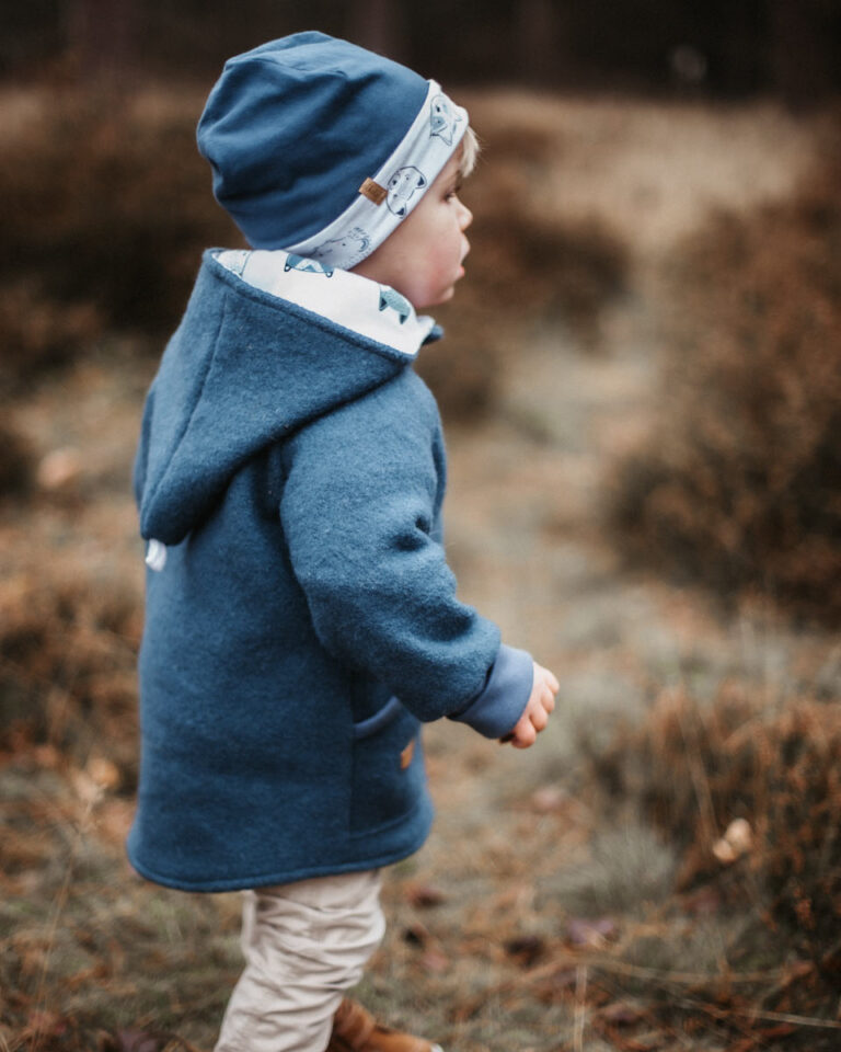 Wollwalk Wendejacke Mit Zipfelkapuze - Handgefertigte Winterjacke Für Kinder Rot Mit Füchsen
