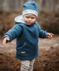 mulesingfreie walkjacke mit reissverschluss für kinder in rauchblau