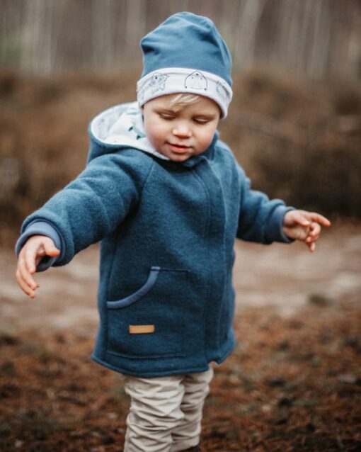 mulesingfreie walkjacke mit reissverschluss für kinder in rauchblau