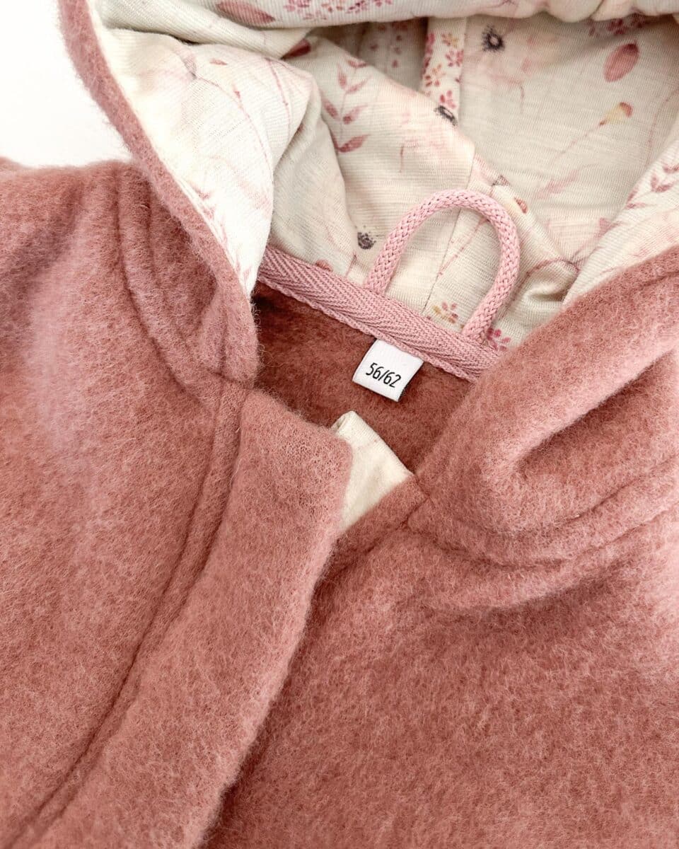 Kinder Wollfleece Overall aus 100% Bio Merinowolle mit Reißverschluss und Taschen