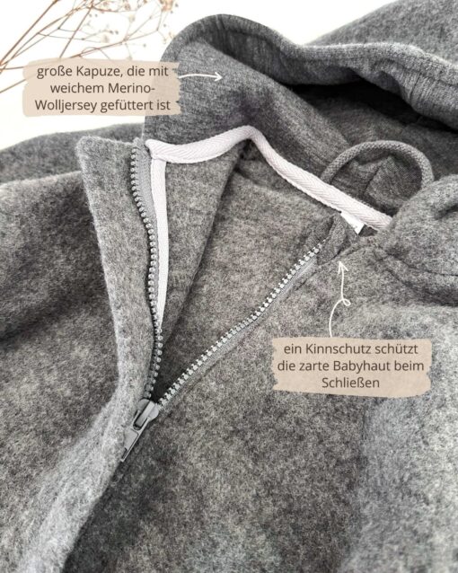 Baby Overall mit Reißverschluss aus 100% Bio Merino-Wollfleece – Bild 10
