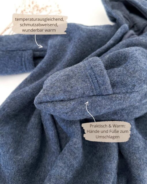 Baby Overall mit Reißverschluss aus 100% Bio Merino-Wollfleece – Bild 9
