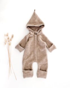 Baby Overall mit Reißverschluss aus 100% Bio Merino-Wollfleece