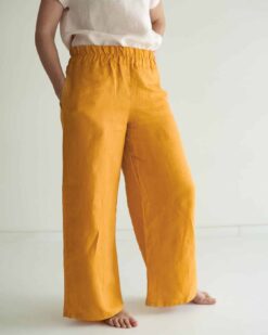 Damen Leinenhose mit weitem Bein