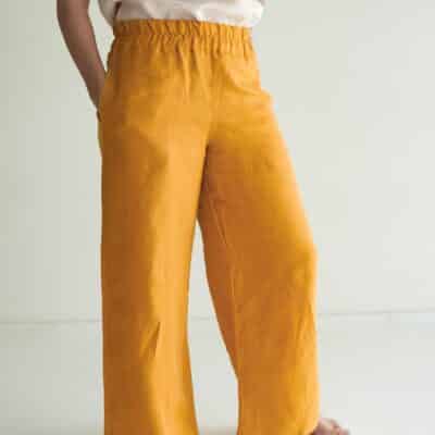 Damen Leinenhose mit weitem Bein