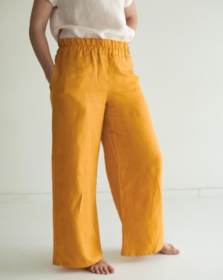 Damen Leinenhose mit weitem Bein