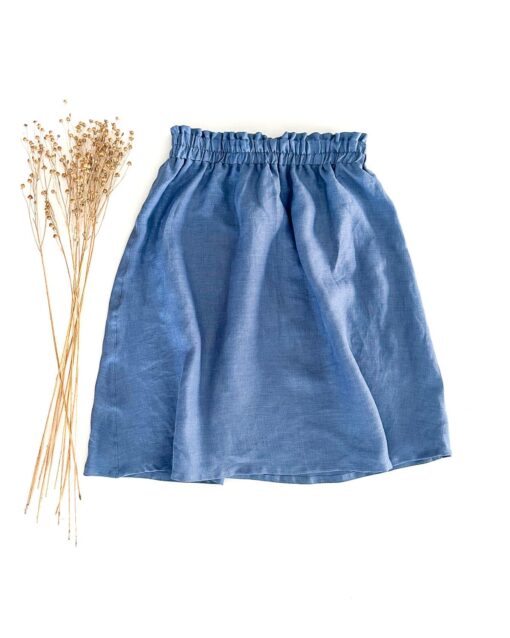 Paperbag Leinenrock für Damen und Frauen aus gewaschenem Leinen - Sommerrock für Damen