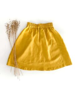 Paperbag Leinenrock für Damen und Frauen aus gewaschenem Leinen - Sommerrock für Damen