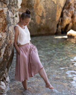 Eleganter wadenlanger Damenrock aus 100% Leinen - ideal für den Sommer