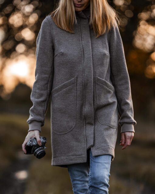 Damen Kurzmantel aus (Merino)Schurwolle Wollwalk Kurzmantel mit Reißverschluss