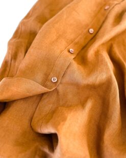 Eleganter Midi Damen Leinenrock mit Gummizug und Knopfleiste aus Echtholzknöpfen