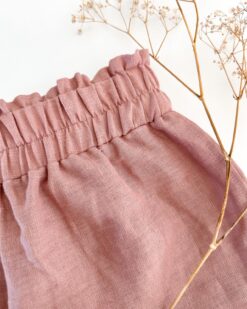 Damen Paperbag Leinenshorts mit Gummizug - Damenshorts aus Leinen