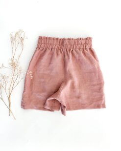 Damen Paperbag Leinenshorts mit Schleife - kurze Damenshorts aus Leinen