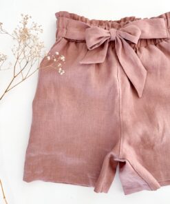 Damen Paperbag Sommershorts mit Schleife - kurze Damenshorts aus Leinen