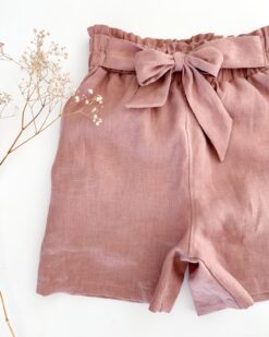 Damen Paperbag Sommershorts mit Schleife - kurze Damenshorts aus Leinen