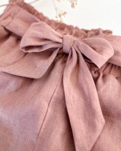 Damen Paperbag Leinenshorts mit Schleife - kurze Damenshorts aus Leinen