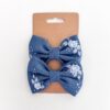 handbestickte Haarschleifen 2er-Set – Jeansblau "Vergissmeinnicht"