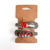 handbestickte Haarspangen 2er-Set – Olive "Fliegenpilz"