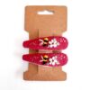 handbestickte Haarspangen 2er-Set – Himbeere "Bienen & Blumen"