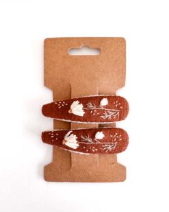 handbestickte Haarspangen 2er-Set – Rost "Margerite"