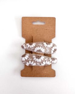 handbestickte Haarspangen 2er-Set – Sand "Blumenmeer"
