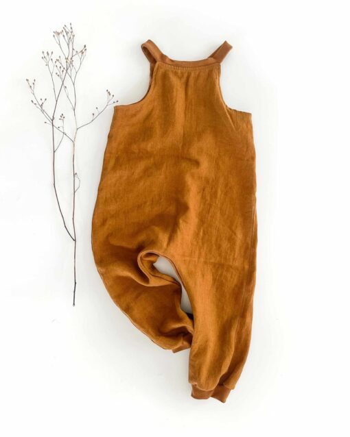 Kinder Baby Schlupf-Latzhose aus Leinen - nachhaltiges Sommeroutfit für Kinder