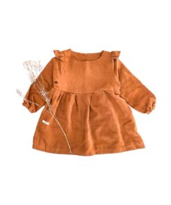 kinder baby langarm Kleid Leinenkleid Rüschen Flügelärmel