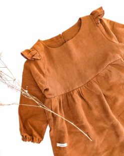 kinder baby langarm Kleid Leinenkleid Rüschen Flügelärmel