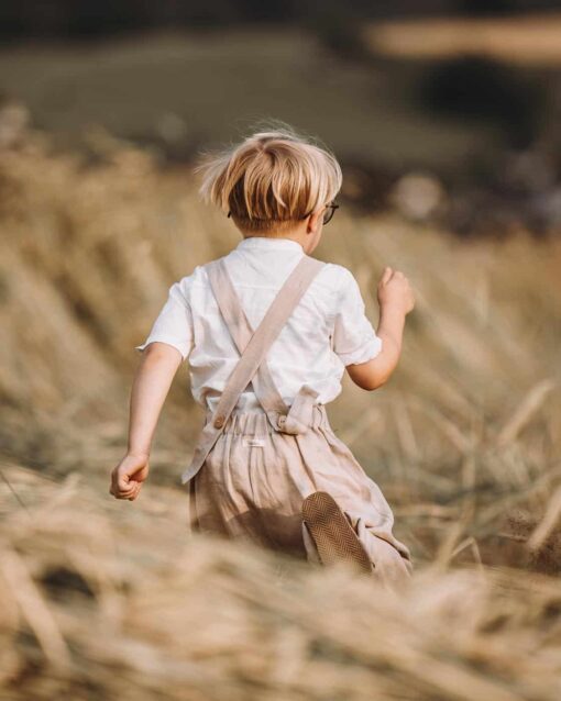Kinder Baby Salopette aus Leinen für Taufe, Hochzeit, Geburtstag und Feste