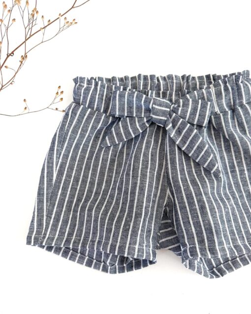Paperbag Shorts für Kinder und Babys mit Schleife aus Leinen