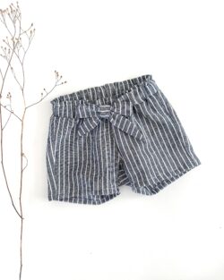 Paperbag Mädchen Shorts mit Schleife aus Leinen