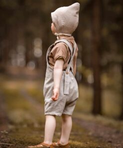 Kinder Baby Latzhose Dungarees aus Leinen für Taufe, Hochzeit, Geburtstag und Feste