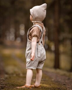 Kinder Baby Latzhose Dungarees aus Leinen für Taufe, Hochzeit, Geburtstag und Feste