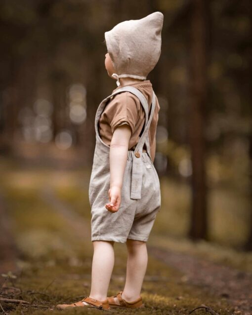 Kinder Baby Latzhose Dungarees aus Leinen für Taufe, Hochzeit, Geburtstag und Feste