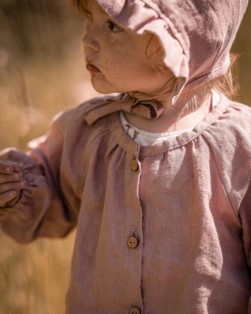 Sommer Mädchen Leinenbluse geraffte Kinderbluse aus Leinen