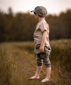 Leinen Knickerbocker, Leinenshirt und Cap / Kappe für Kinder und Babys