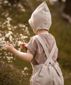 Kinder- und Zwergenhafte und Babylatzhose mit Tasche/ Bauchtasche aus 100% Leinen für Taufe, Hochzeit, Fotoshooting