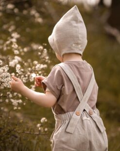 Kinder- und Zwergenhafte und Babylatzhose mit Tasche/ Bauchtasche aus 100% Leinen für Taufe, Hochzeit, Fotoshooting