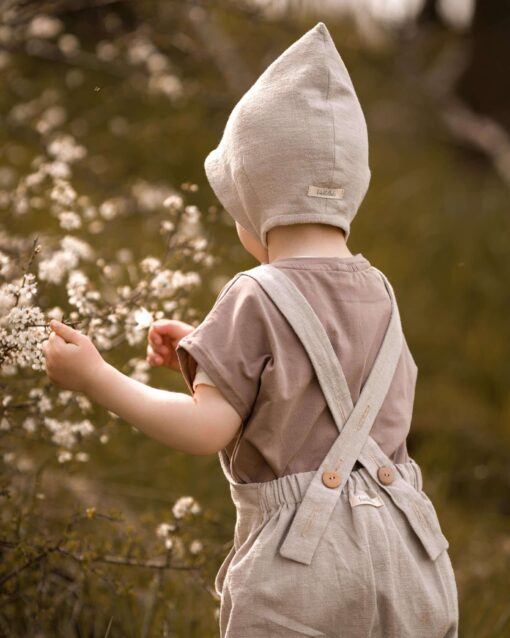 Kinder- und Zwergenhafte und Babylatzhose mit Tasche/ Bauchtasche aus 100% Leinen für Taufe, Hochzeit, Fotoshooting