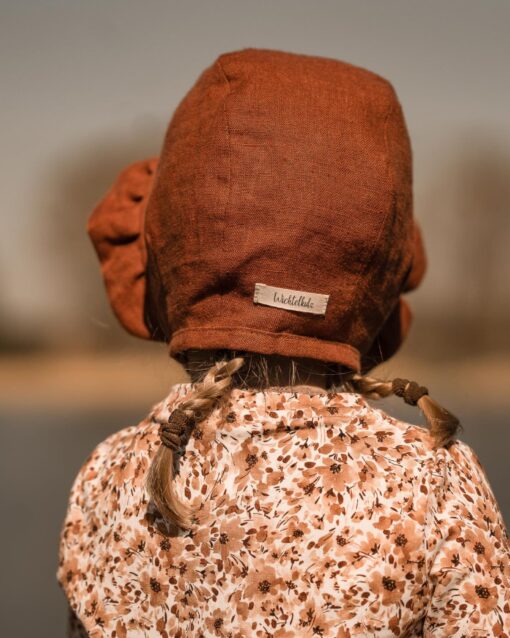 Sofortkauf: Leinen Baby Bonnet in Rost, Gr. 36-38 – Bild 6