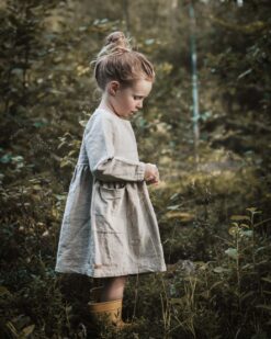 Mädchen Leinenkleid langarm - Outfit für Fotoshootings, Einschulung, Weihnachten oder Hochzeit