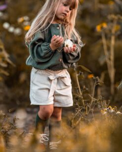 Paperbag Mädchen Shorts mit Schleife aus Leinen