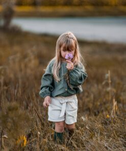 Paperbag Mädchen Sommer Shorts mit Schleife aus Leinen