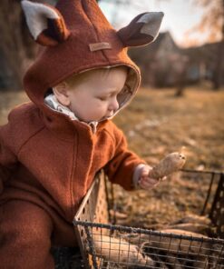 Wollwalk Overall Fuchs für Kinder und Babys - Fox Fuchsoverall mit Fuchsschwanz und Fuchsohren